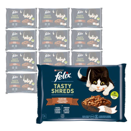 Purina Felix Tasty Shreds Mokra Karma Dla Kota Wiejskie Smaki W Sosie 48x80g Z Kaczką I Indykiem