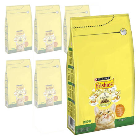 Purina Friskies Indoor Sucha Karma Dla Kota Z Kurczakiem I Warzywami Ogrodowymi 6x1,5kg