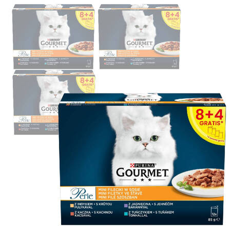 Purina Gourmet 48x85g Perle Mini Fileciki w Sosie Mokra Karma Dla Kota 32+16 Saszetki GRATIS