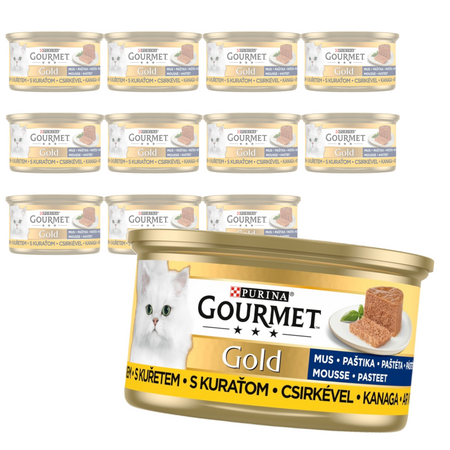 Purina Gourmet Gold Mokra Karma Dla Kotów Mus Z Kurczakiem 12x85g