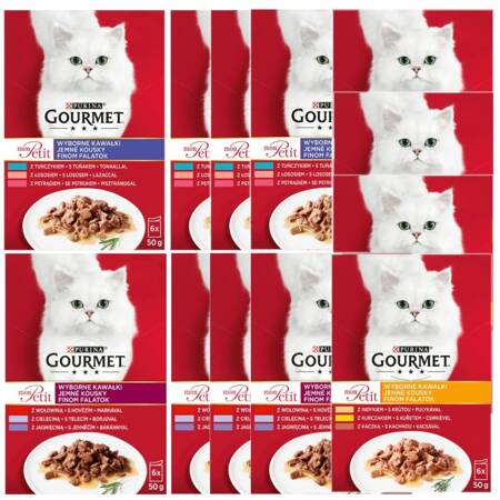 Purina Gourmet Mon Petit Mix Mięsnych Drobiowych Rybnych Smaków 72x50g Mokra Karma Dla Kota Wyborne Kawałki