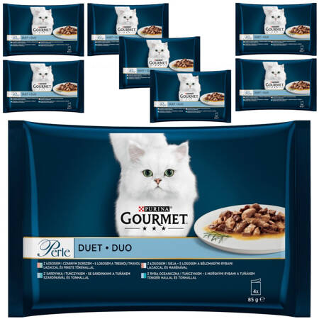 Purina Gourmet Perle Duet Rybny 8x340g (32 saszetki) Mokra Karma Dla Kota