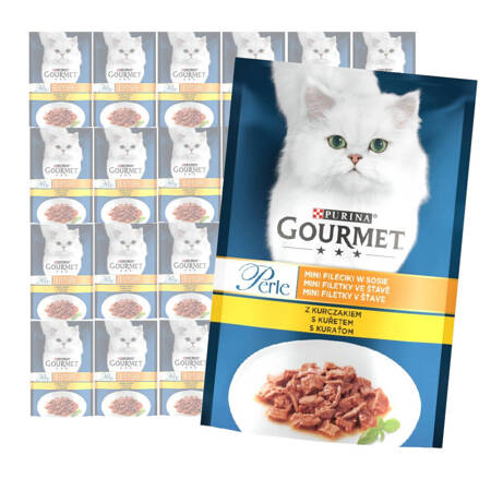 Purina Gourmet Perle z Kurczakiem 26x85g Mini Fileciki w Sosie Mokra Karma Dla Kota