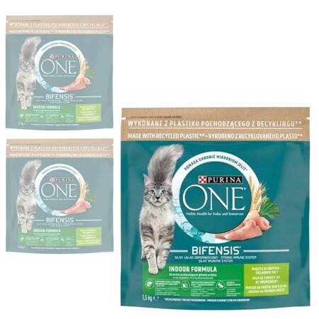 Purina One Bifensis Indoor Formula Sucha Karma Dla Kota Niewychodzącego Z Indykiem 3x1,5kg