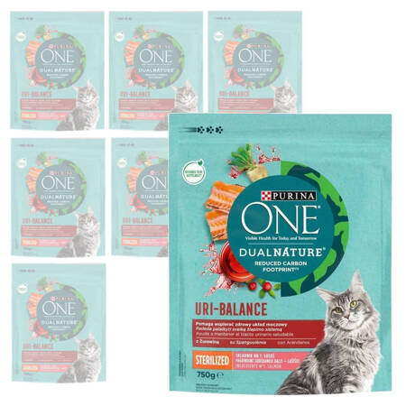 Purina One Dual Nature Uri Balance Sterilised Sucha Karma Dla Kota Sterylizowanego Z Łososiem 8x750g