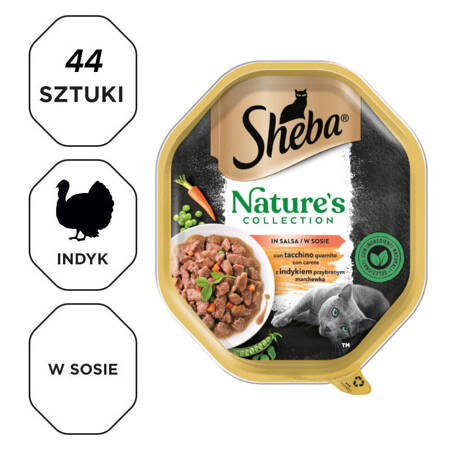 SHEBA tacka 44x85g Nature's Collection mokra karma dla dorosłych kotów w sosie z indykiem przybranym marchewką