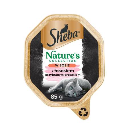 SHEBA tacka 85g Nature's Collection – mokra karma dla dorosłych kotów, w sosie z łososiem przybranym zielonym groszkiem