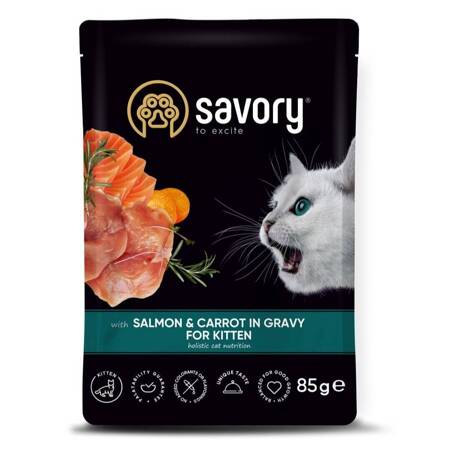 Savory Cat Kitten 85g Mokra Karma Dla Kociąt Z Łososiem I Marchewką W Sosie