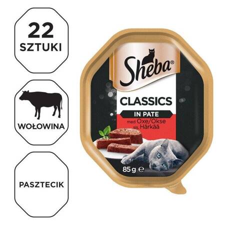 Sheba Classics In Pate Z Wołowiną 22x85g Mokra Karma Dla Kotów W Pasztecie