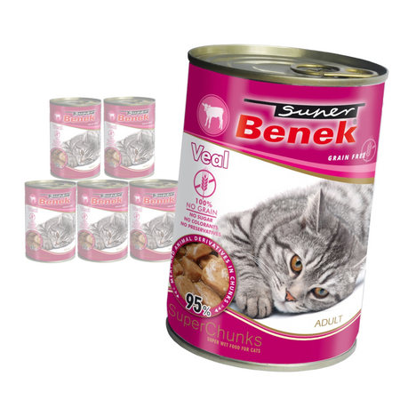 Super Benek Chunks Bezzbożowa Mokra Karma Dla Kota Z Cielęciną W Sosie 6x415g