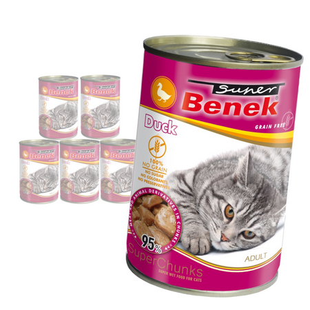 Super Benek Chunks Bezzbożowa Mokra Karma Dla Kota Z Kaczką W Sosie 6x415g