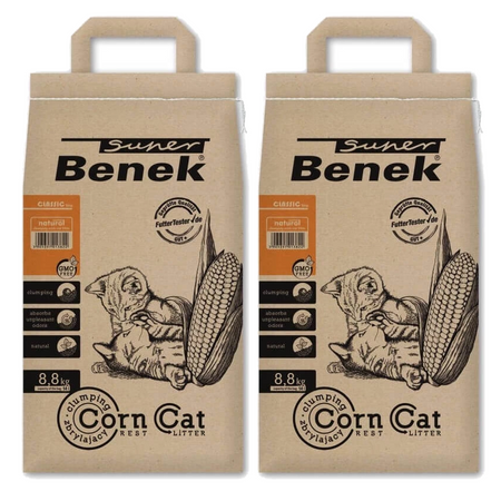 Super Benek Corn Cat Natural 2x14l - Żwirek kukurydziany 100% biodegradowalny