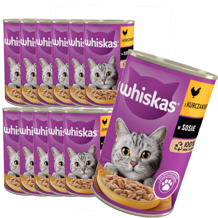 WHISKAS Adult puszka 400g KURCZAK mokra karma w sosie dla dorosłych kotów