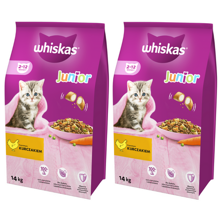 WHISKAS Junior Kurczak 2x 14kg - sucha karma dla kociąt