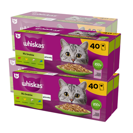 Whiskas Adult 160x85g Mix Smaków Mokra Karma Dla Dorosłych Kotów 4 Smaki W Galaretce