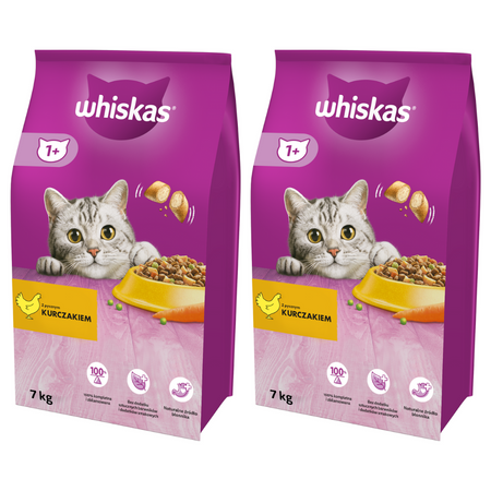 Whiskas Adult 2 x 7kg - Sucha Karma Dla Kotów Z Kurczakiem I Warzywami