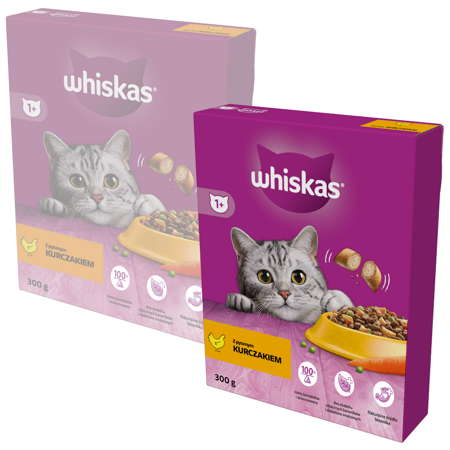 Whiskas Adult 2x300g Sucha Karma Pełnoporcjowa Dla Dorosłych Kotów Z Kurczakiem