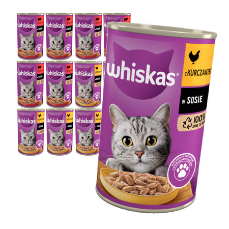 Whiskas Adult Puszka 12x400g Mokra Karma W Sosie Dla Dorosłych Kotów Kurczak Wołowina