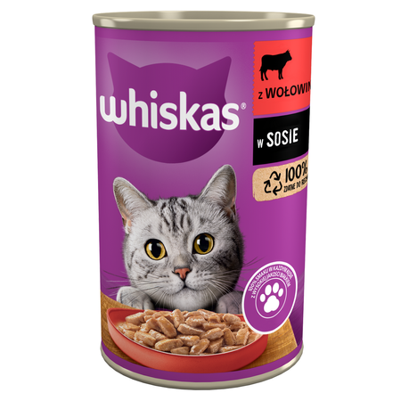 Whiskas Adult Puszka 400g Mokra Karma Dla Dorosłych Kotów Z Wołowiną W Sosie