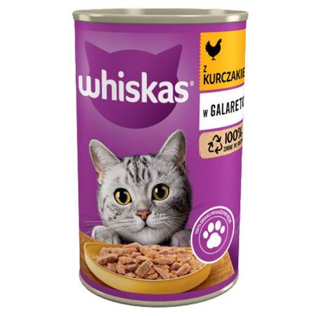 Whiskas Adult Puszka 400g Mokra Karma Pełnoporcjowa Dla Dorosłych Kotów Kurczak W Galaretce