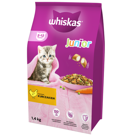 Whiskas Junior 1,4kg - Sucha Karma Pełnoporcjowa Dla Kociąt Z Pysznym Kurczakiem