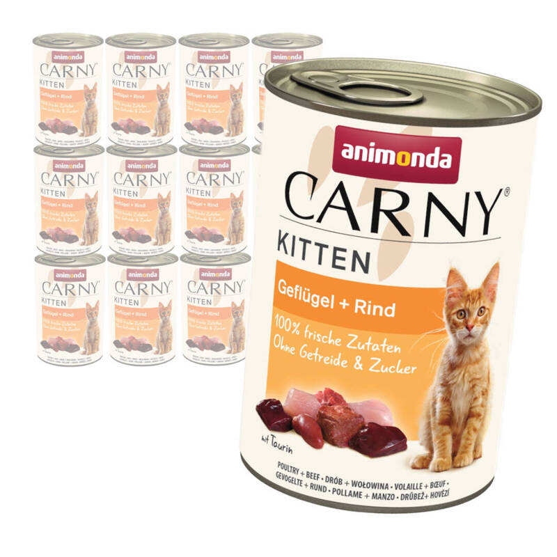 Animonda Carny Kitten 12x400g Mokra Karma Dla Kociąt z Drobiem i Wołowiną