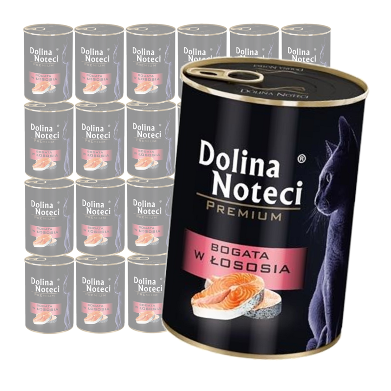 Dolina Noteci PREMIUM 24x400 g bogata w łososia Mokra karma dla kota