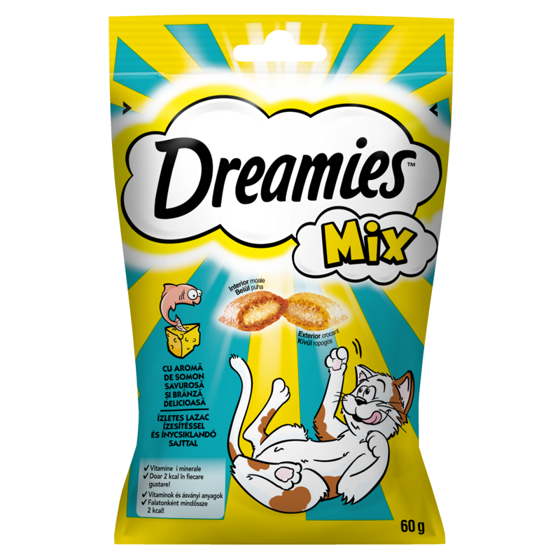 Dreamies Przysmak Dla Kota Chrupiące Paszteciki Z Nadzieniem Łosoś Z Serem 60g