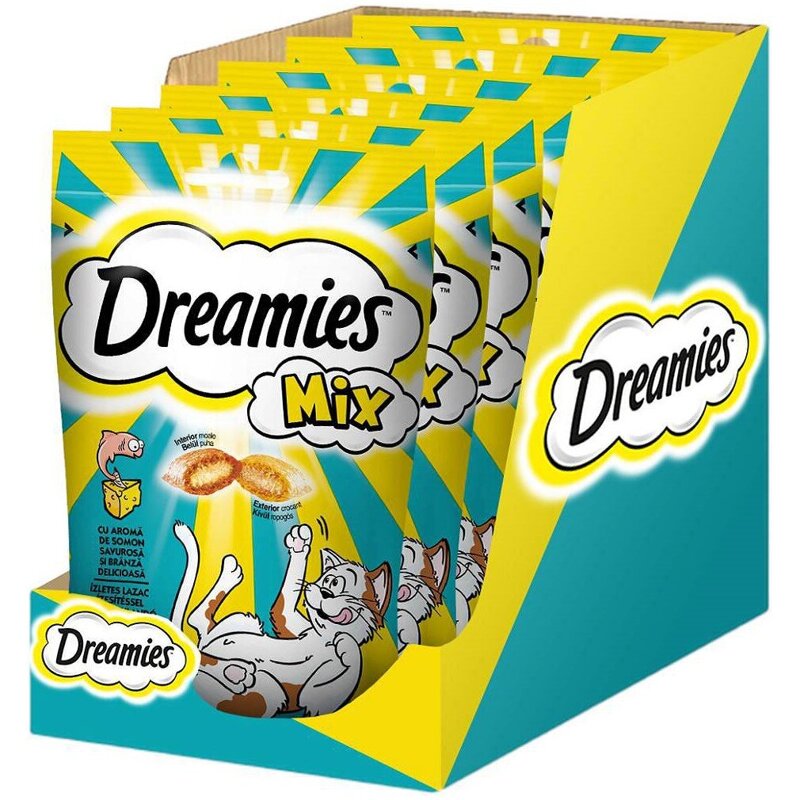 Dreamies Przysmak Dla Kota Chrupiące Paszteciki Z Nadzieniem Łosoś Z Serem 6x60g