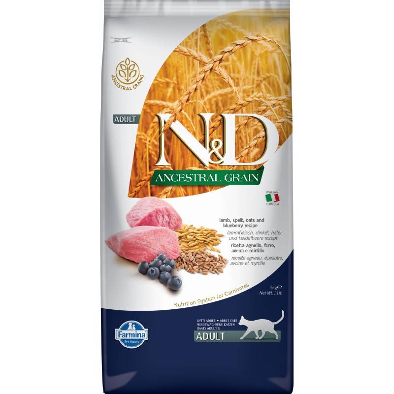 Farmina N&D Ancestral Cat Lamp Spelt Oats Blueberry 5kg Sucha Karma Dla Kota z Jagnięciną i Orkiszem