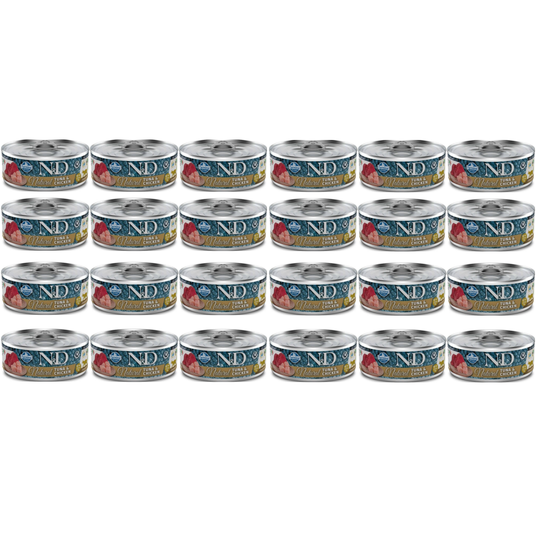 Farmina N&D Natural Tuna & Chicken Tuńczyk i Kurczak Karma Dla Kota Zestaw 24x80g