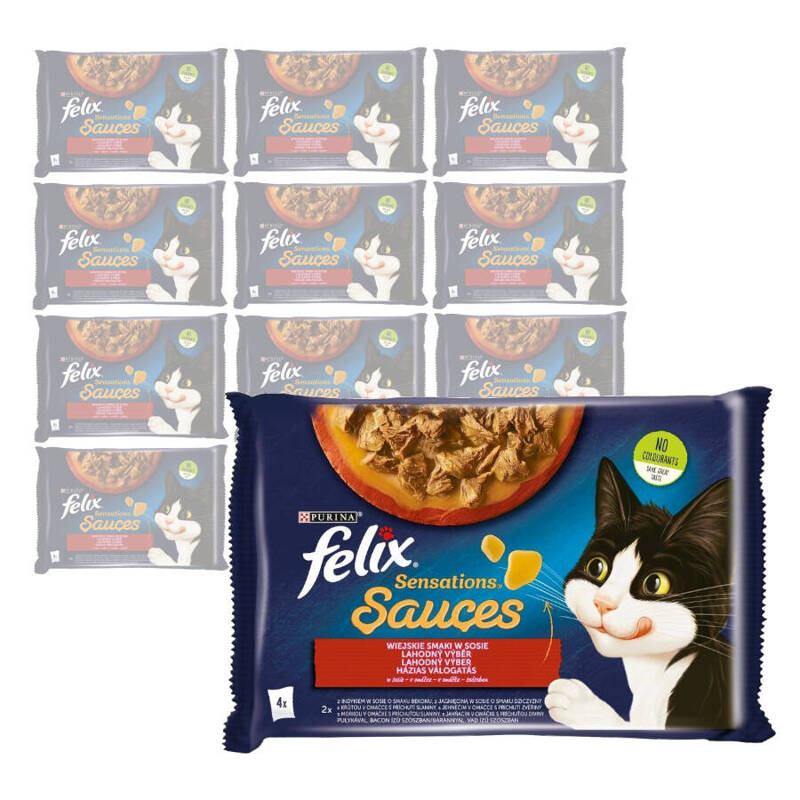 Felix Sensations Sauce Karma Dla Kotów Wiejskie Smaki W Sosie 12x340g (48x85g) Indyk Jagnięcina