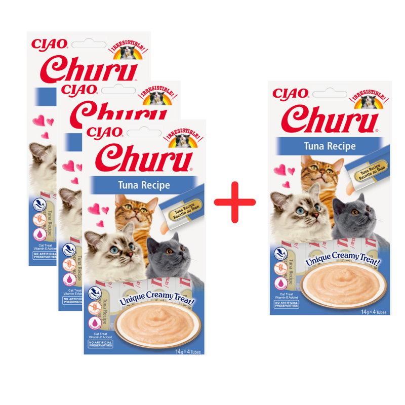 Inaba Cat Churu Tuna Recipe 4x56g Kremowy Przysmak Dla Kota Pasta Z Tuńczyka 3+1 Gratis