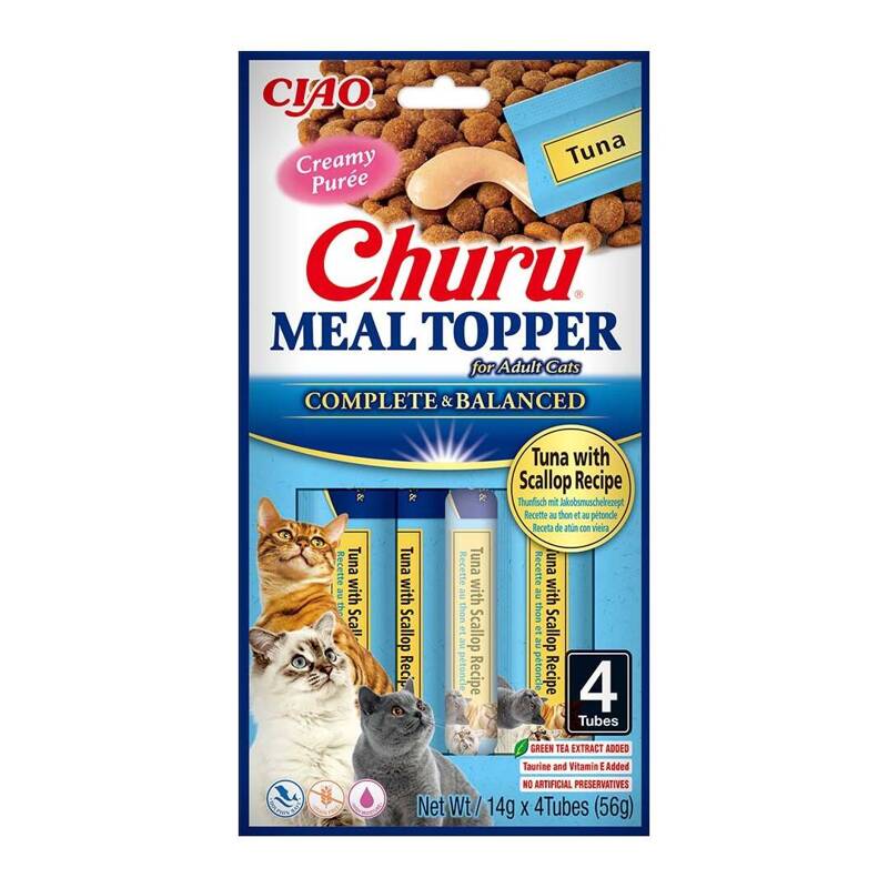 Inaba Cat Meal Topper 4x14g (56g) Kremowy Przysmak Dla Kota Pasta z Tuńczykiem i Przegrzebkami