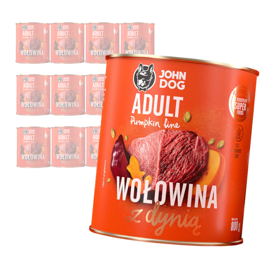 JOHN DOG Karma Mokra Dla Psa Pumpkin Line Wołowina z Dynią 12x800g