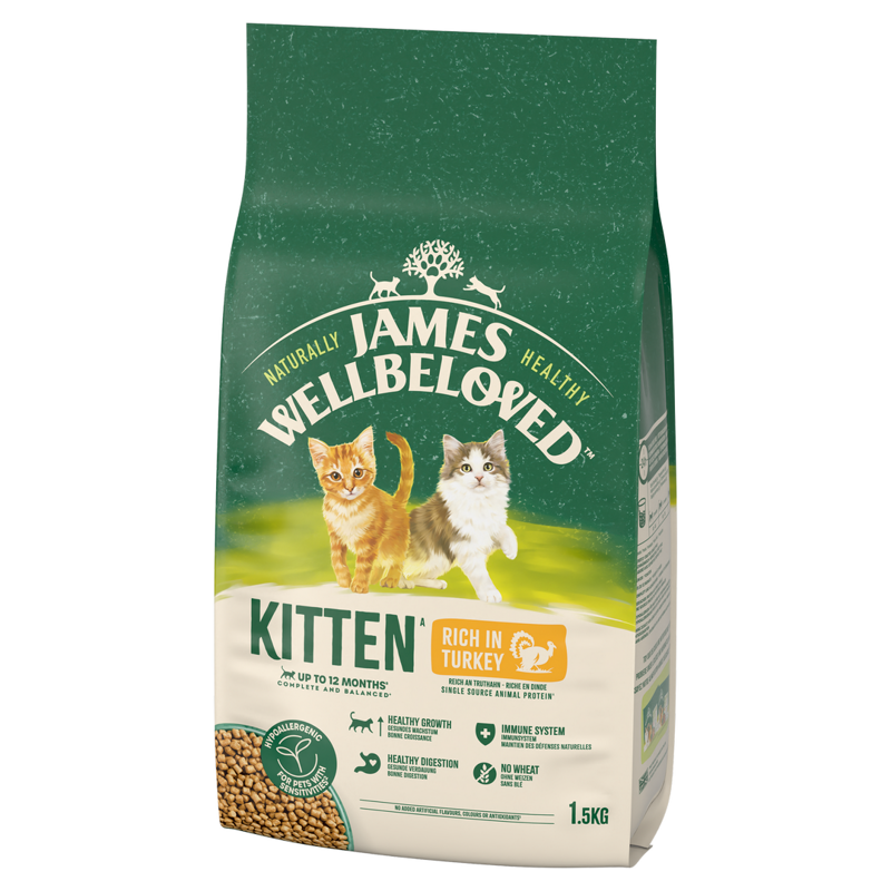 James Wellbeloved Kitten 1,5kg Sucha Karma Pełnoporcjowa Dla Kociąt Bogata w Indyka i Ryż