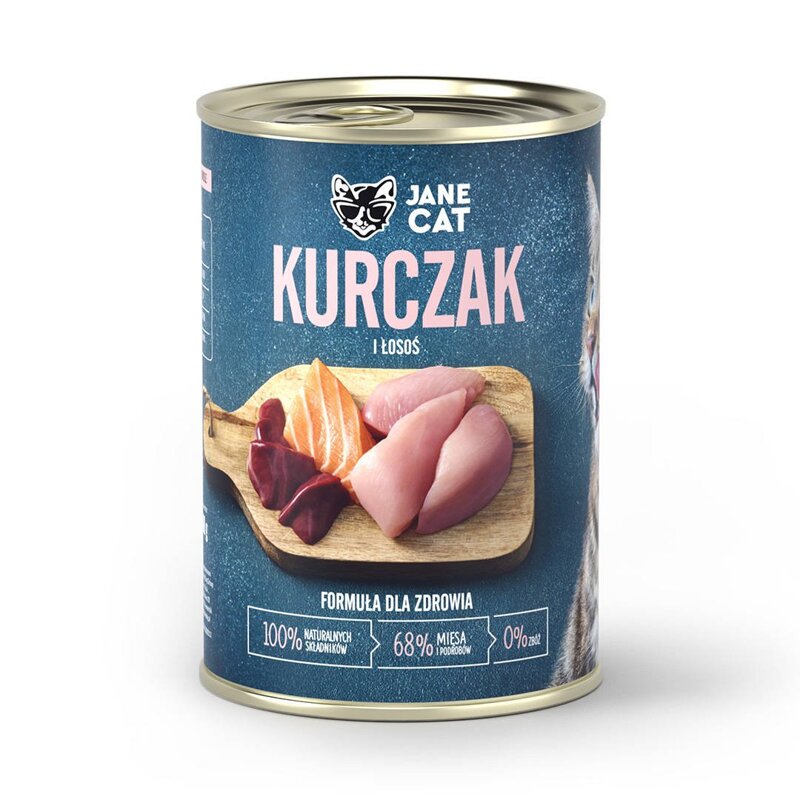 Jane Cat ADULT KURCZAK ŁOSOŚ 400g mokra karma dla kotów bez zbóż