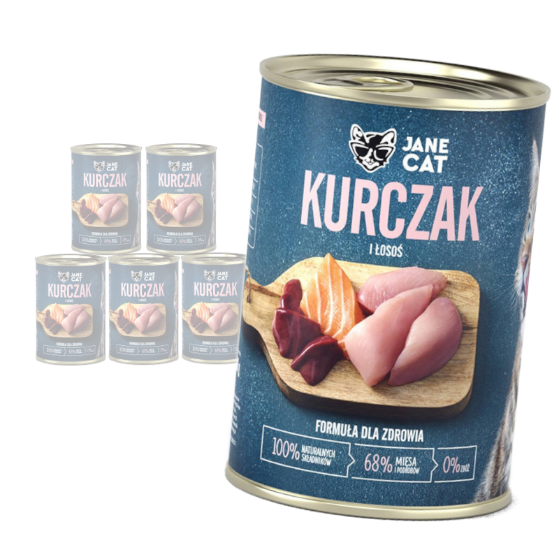 Jane Cat ADULT KURCZAK ŁOSOŚ 6x 400g mokra karma dla kotów bez zbóż