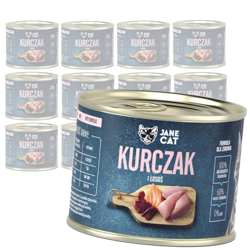 Jane Cat Adult Kurczak Łosoś 12x200g Mokra Karma Dla Kotów Bez Zbóż