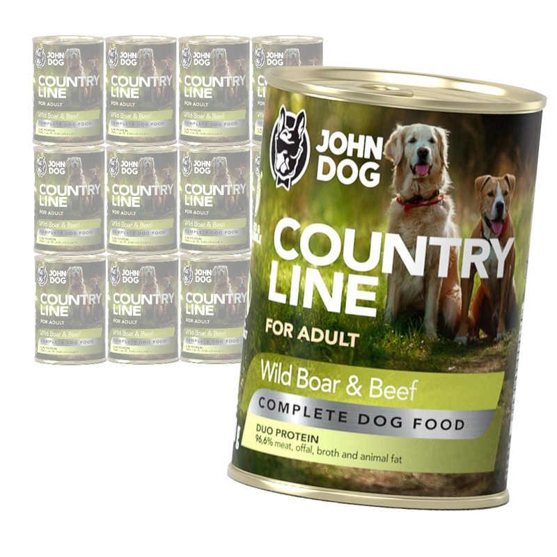 John Dog Country Line Mokra Karma Dla Dorosłych Psów Dzik Z Wołowiną 12x400g