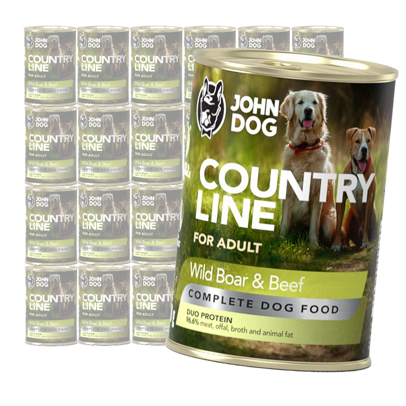 John Dog Country Line Mokra Karma Dla Dorosłych Psów Dzik Z Wołowiną 24x400g