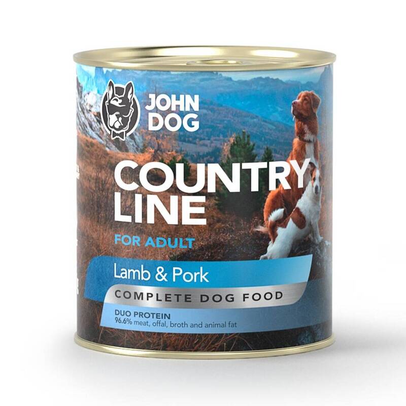 John Dog Country Line Mokra Karma Dla Dorosłych Psów Jagnięcina Z Wieprzowiną 800g