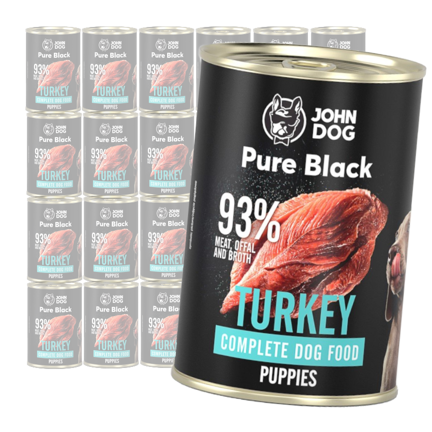 John Dog Karma Mokra Dla Psa Pure Black Indyk Dla Szczeniąt Puszka 24x400g