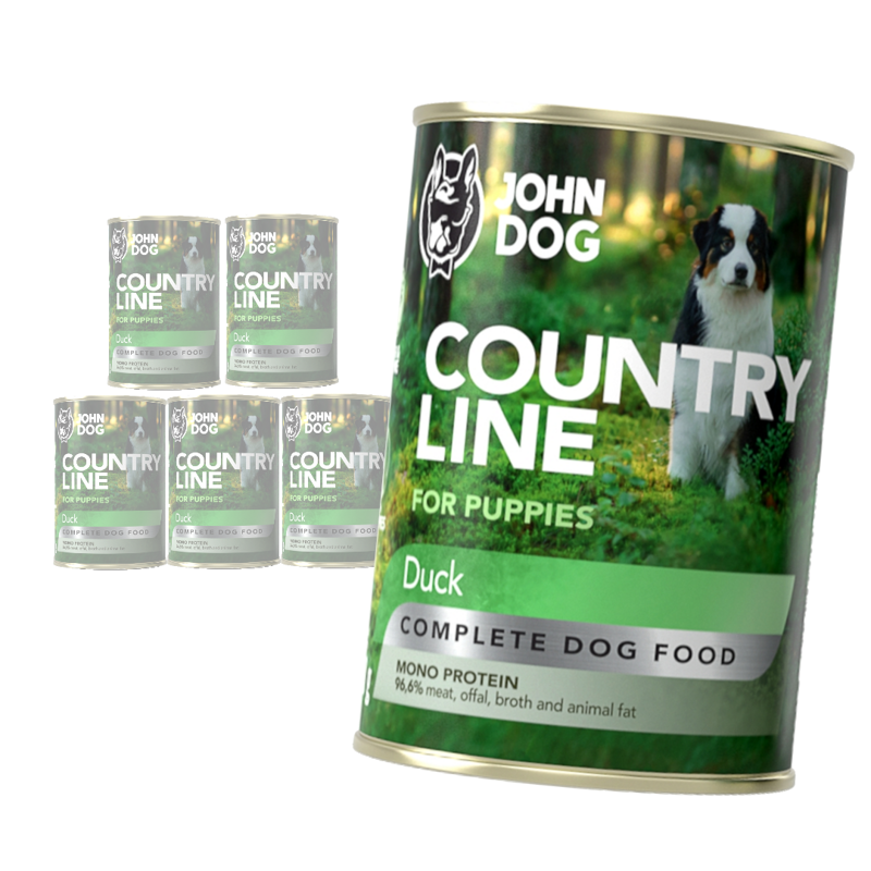 John Dog Puppy Country Line z Kaczką 6x400g Mokra Karma Dla Szczeniąt Mono Protein