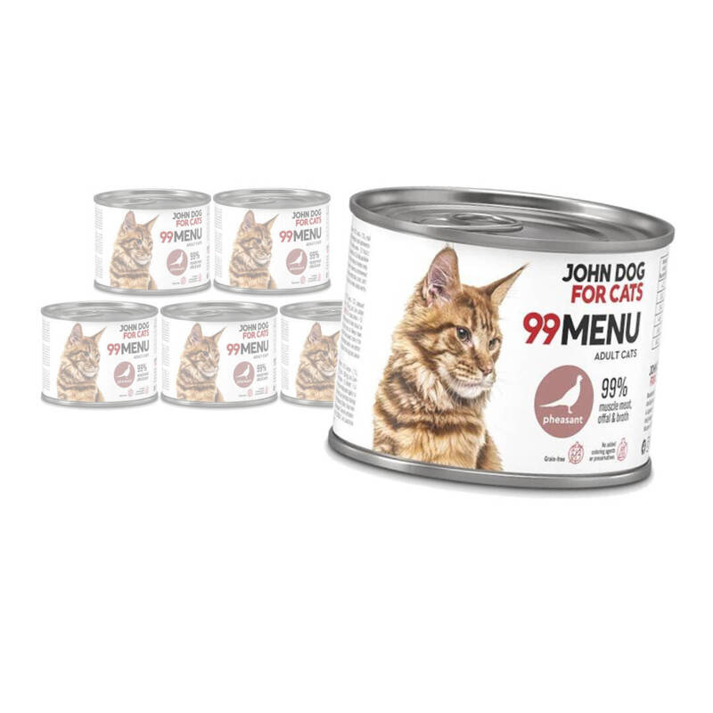 John Dog for Cats 99 Menu Mokra Karma Dla Dorosłych Kotów Z Bażantem 6x200g