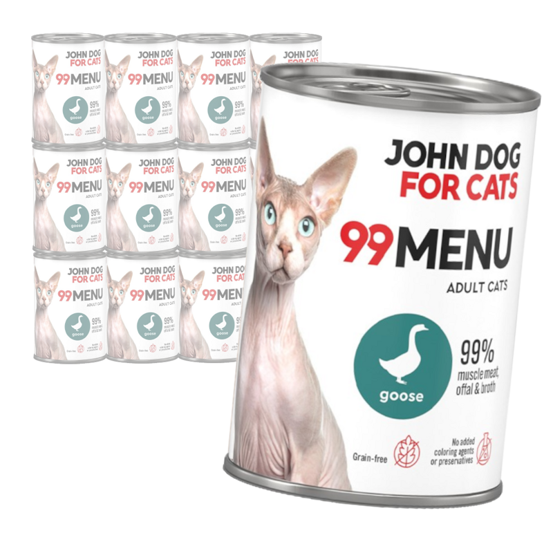 John Dog for Cats 99 Menu Mokra Karma Dla Dorosłych Kotów Z Gęsią 12x400g