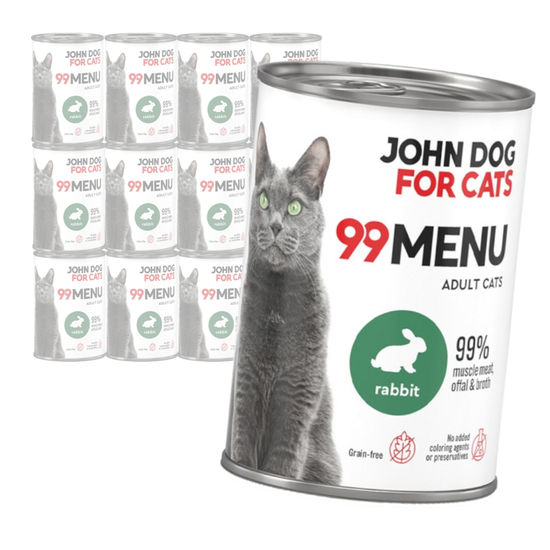 John Dog for Cats 99 Menu Mokra Karma Dla Dorosłych Kotów Z Królikiem 12x400g