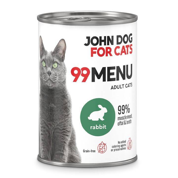 John Dog for Cats 99 Menu Mokra Karma Dla Dorosłych Kotów Z Królikiem 400g