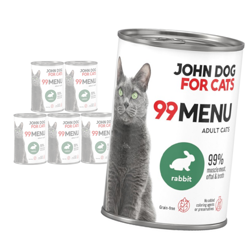 John Dog for Cats 99 Menu Mokra Karma Dla Dorosłych Kotów Z Królikiem 6x400g