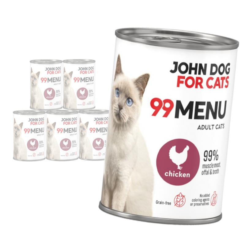 John Dog for Cats 99 Menu Mokra Karma Dla Dorosłych Kotów Z Kurczakiem 6x400g